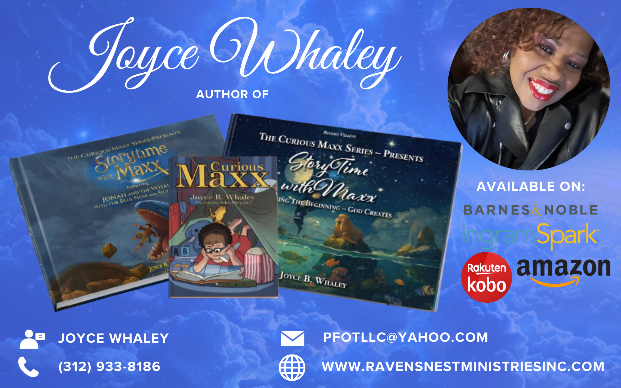 Promotional artwork for Joyce B. Whaley and the Curious Maxx series